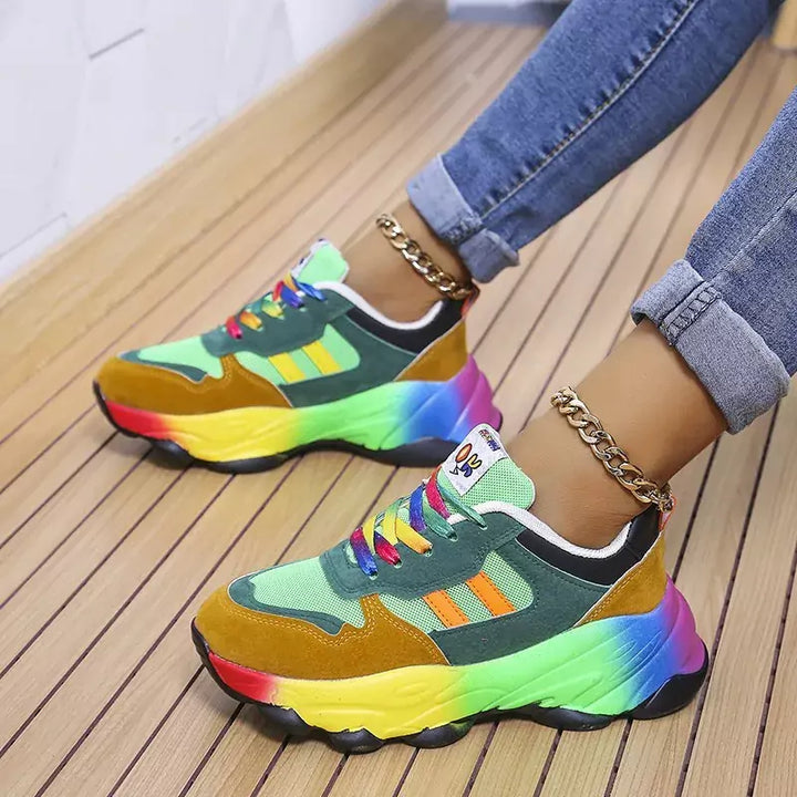 Tênis Colorido Feminino Confort Rainbow Verde