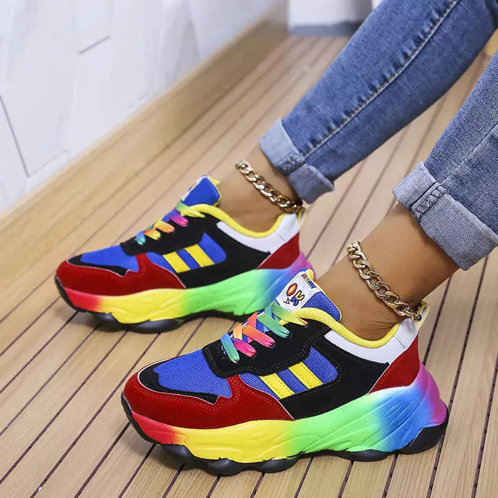 Tênis Colorido Feminino Confort Rainbow Vermelho