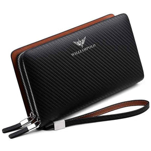 Carteira Em Couro Legítimo William Polo Com Zíper Long