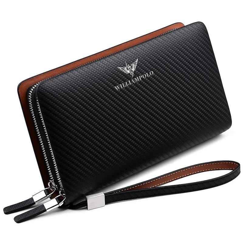 Carteira Em Couro Legítimo William Polo Com Zíper Long