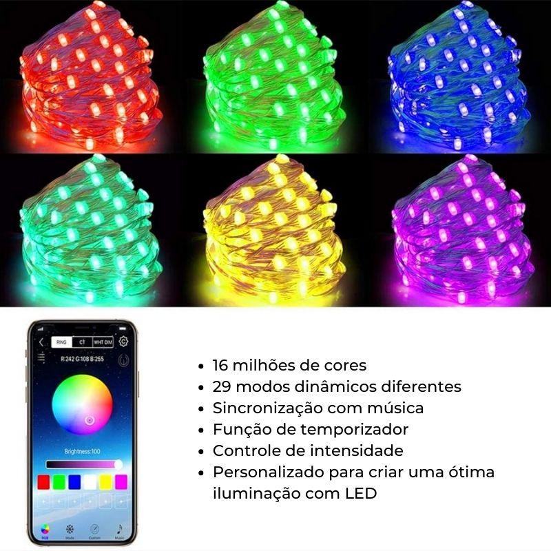 Luminária Led Usb Inteligente - Pisca Pisca Modelo Multicolor 20 Metros Com 200 LEDS - Machimelo 18