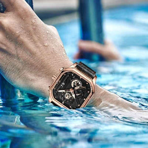 Relógio Masculino Com Pulseira De Couro Quartz Cronógrafo