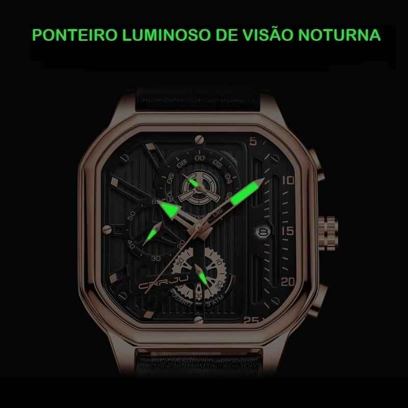 Relógio Masculino Com Pulseira De Couro Quartz Cronógrafo