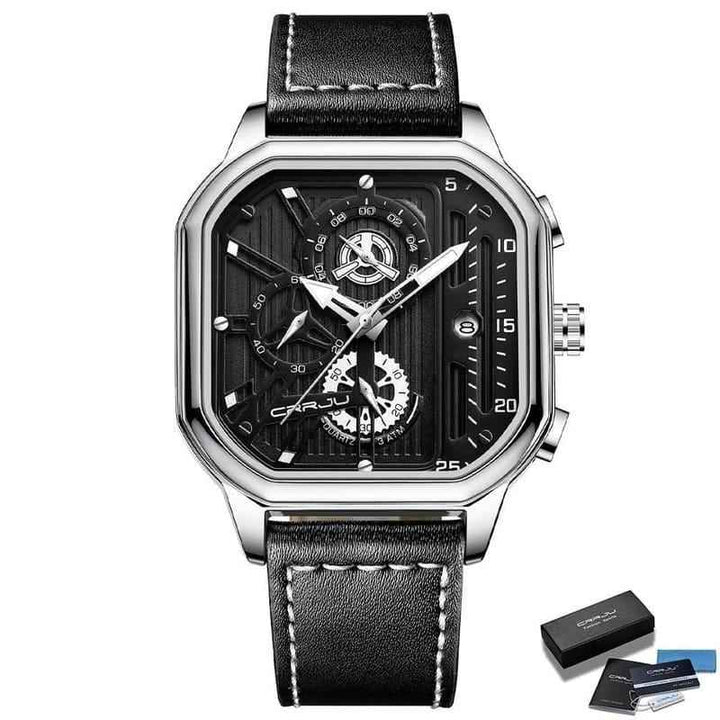 Relógio Masculino Com Pulseira De Couro Quartz Cronógrafo