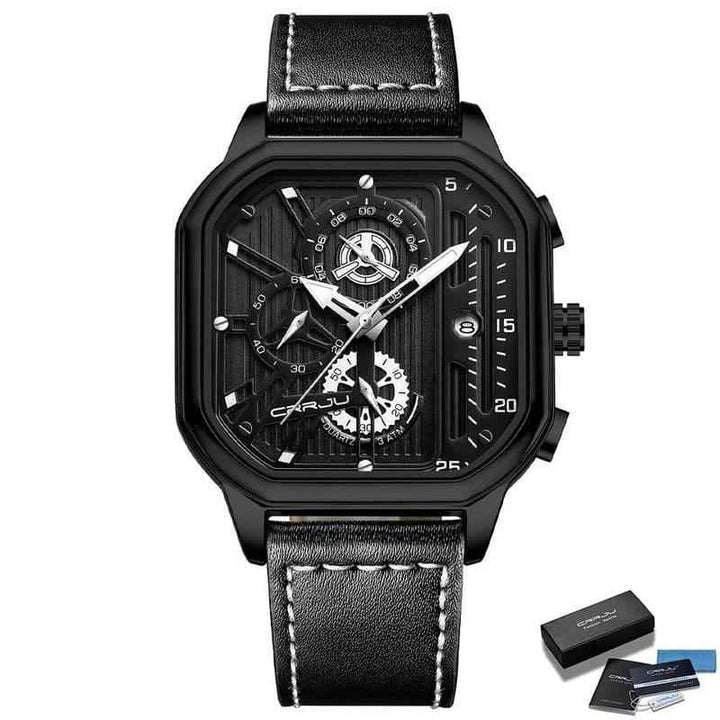 Relógio Masculino Com Pulseira De Couro Quartz Cronógrafo