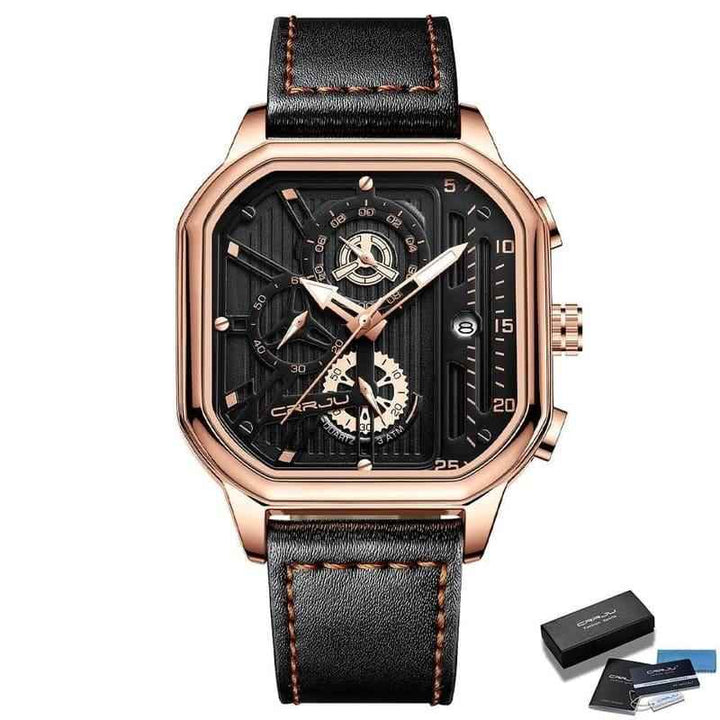 Relógio Masculino Com Pulseira De Couro Quartz Cronógrafo